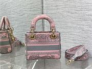 DIOR | Medium Lady D-Lite Bag Gray and Pink Toile Size 24 cm - 3