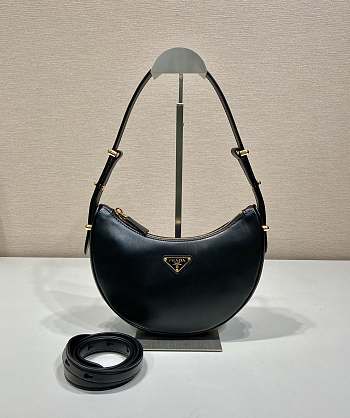 PRADA | Arqué leather shoulder bag in black