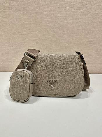 PRADA | Vitello Daino Flap Logo Crossbody Bag In Brown Size 24x17x9.5 cm