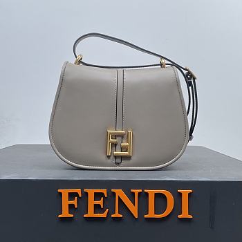 FENDI | C’mon Mini Dove-grey smooth leather and full-grain leather bag 