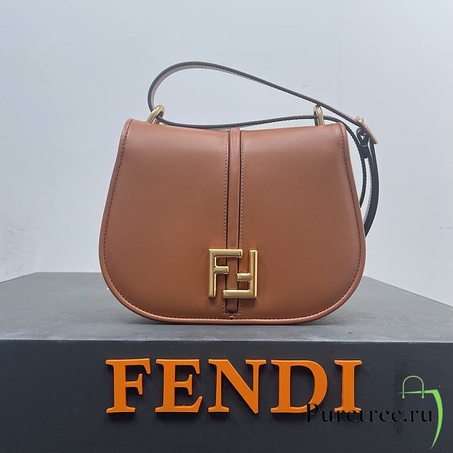 FENDI | C’mon Mini Brown leather bag Size 21x6.5x15 cm - 1