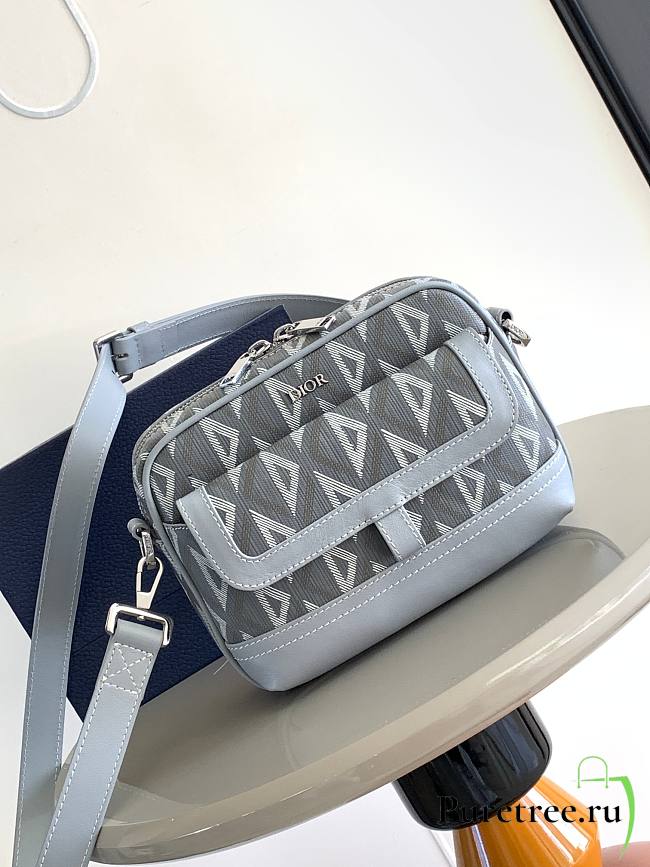 DIOR HIT THE ROAD MESSENGER POUCH Gray CD Diamond Canvas and Smooth Calfskin - 1