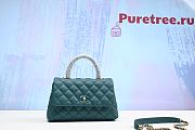 Chanel Green Quilted Caviar Mini Coco Handle Bag Gold Hardware - 1