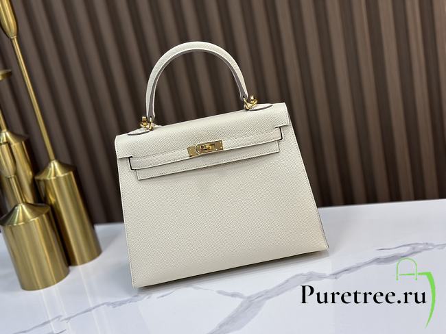HERMES | Kelly Epsom Leather In White Size 25x17x7 cm - 1