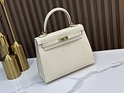 HERMES | Kelly Epsom Leather In White Size 25x17x7 cm - 5