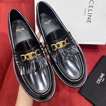 CELINE MARGARET LOAFER WITH TRIOMPHE CHAIN IN POLISHED BULL BLACK