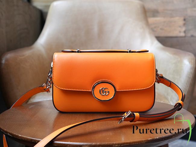 GUCCI | Petite GG small shoulder bag in orange leather - 1