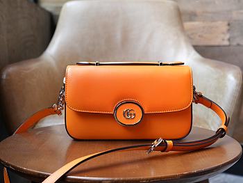 GUCCI | Petite GG small shoulder bag in orange leather