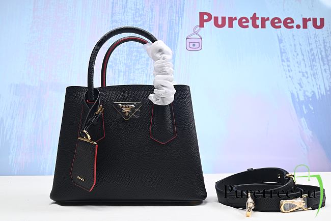 PRADA | Women Double Saffiano Leather Mini Bag-Black - 1