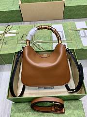 GUCCI | Small Diana Shoulder Bag Brown Leather Hobo Bag - 1