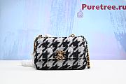 CHANEL | 19 Small Flap Bag in Black And White Houndstooth Tweed - 1
