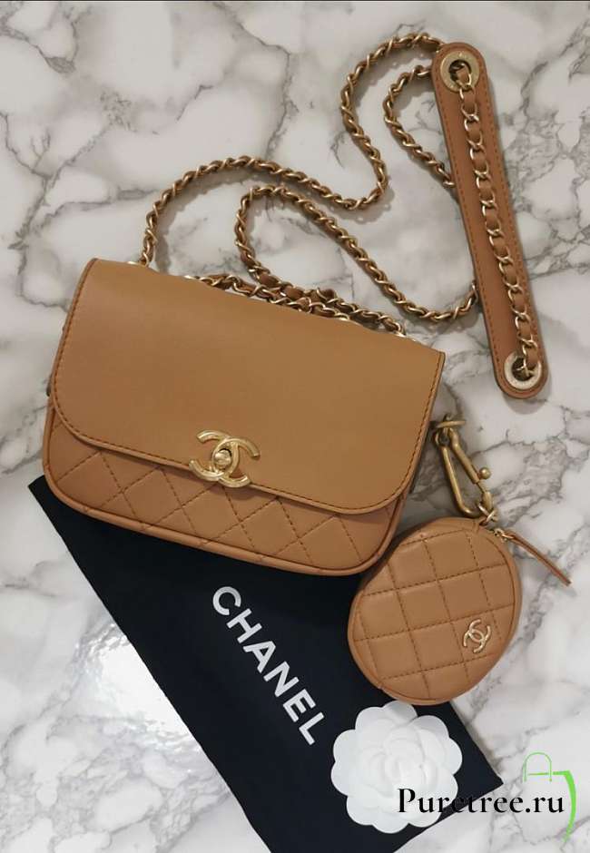 CHANEL | Flap Bag with Coin Purse Brown - 1