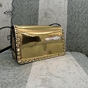 VALENTINO | Small Rockstud23 Mirror-Effect Calfskin Shoulder Gold Bag - 3