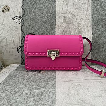 VALENTINO | Small Rockstud23 Mirror-Effect Calfskin Shoulder Pink Bag