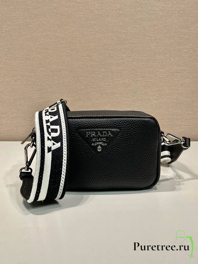 PRADA | Leather Bag with Shoulder Strap-Black - 1