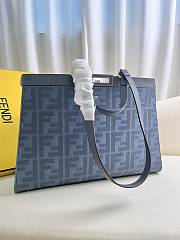 FENDI |  X-tote Bag In Canvas With Thread-embroidered Ff Monogram In Blue - 1