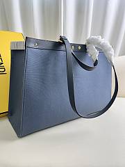FENDI |  X-tote Bag In Canvas With Thread-embroidered Ff Monogram In Blue - 6