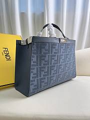 FENDI |  X-tote Bag In Canvas With Thread-embroidered Ff Monogram In Blue - 5