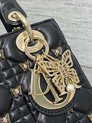 DIOR | Lady Cannage Lambskin with Gold-Finish Butterfly Studs Black - 2
