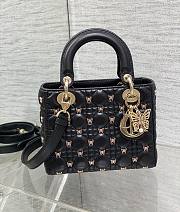 DIOR | Lady Cannage Lambskin with Gold-Finish Butterfly Studs Black - 1