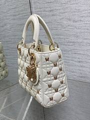 DIOR | Lady Cannage Lambskin with Gold-Finish Butterfly Studs White - 4