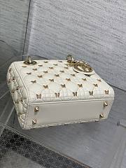 DIOR | Lady Cannage Lambskin with Gold-Finish Butterfly Studs White - 2