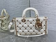 DIOR |  Lady D-Joy Bag Cannage Lambskin with Gold-Finish Butterfly Studs White - 1