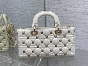 DIOR |  Lady D-Joy Bag Cannage Lambskin with Gold-Finish Butterfly Studs White - 5