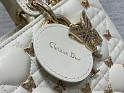 DIOR |  Lady D-Joy Bag Cannage Lambskin with Gold-Finish Butterfly Studs White - 3
