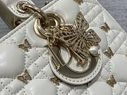 DIOR |  Lady D-Joy Bag Cannage Lambskin with Gold-Finish Butterfly Studs White - 2