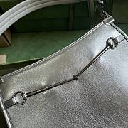GUCCI | Horsebit Slim Small Shoulder Bag In Silver Leather - 4