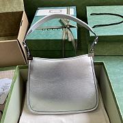 GUCCI | Horsebit Slim Small Shoulder Bag In Silver Leather - 6