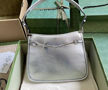 GUCCI | Horsebit Slim Small Shoulder Bag In Silver Leather
