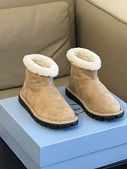 PRADA | Blow Suede Shearling Cozy Booties Beige - 3