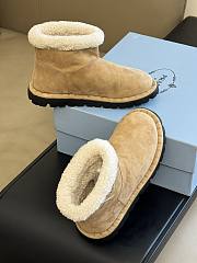 PRADA | Blow Suede Shearling Cozy Booties Beige - 4