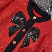 NANA | Women's Knits Sequin Bow Neck Red Cardigan  - 2