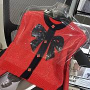 NANA | Women's Knits Sequin Bow Neck Red Cardigan  - 5