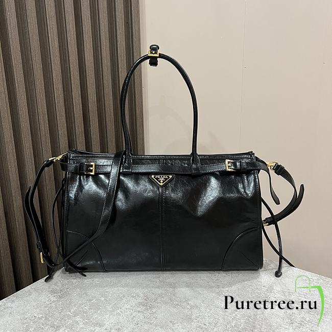 PRADA | Large leather handbag black - 1
