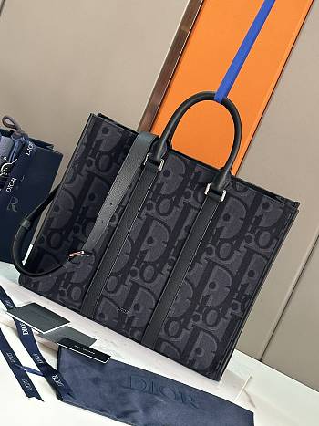 DIOR | EAST-WEST TOTE BAG Black Maxi Oblique Jacquard