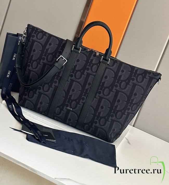 DIOR | WEEKENDER 40 BAG Black Maxi Dior Oblique Jacquard - 1