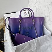 CHANEL | Shopping Bag Gradient Calfskin & Silver Metal Purple Blue & Dark Blue - 1
