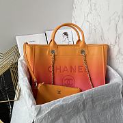 CHANEL | Shopping Bag Gradient Calfskin & Silver Metal Orange Coral Red & Pink - 1