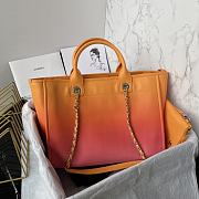 CHANEL | Shopping Bag Gradient Calfskin & Silver Metal Orange Coral Red & Pink - 6