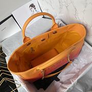 CHANEL | Shopping Bag Gradient Calfskin & Silver Metal Orange Coral Red & Pink - 5