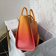 CHANEL | Shopping Bag Gradient Calfskin & Silver Metal Orange Coral Red & Pink - 2
