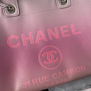 CHANEL | Shopping Bag Gradient Calfskin & Silver Metal Light Purple Pink & Coral Red - 5