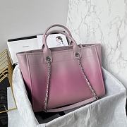 CHANEL | Shopping Bag Gradient Calfskin & Silver Metal Light Purple Pink & Coral Red - 3