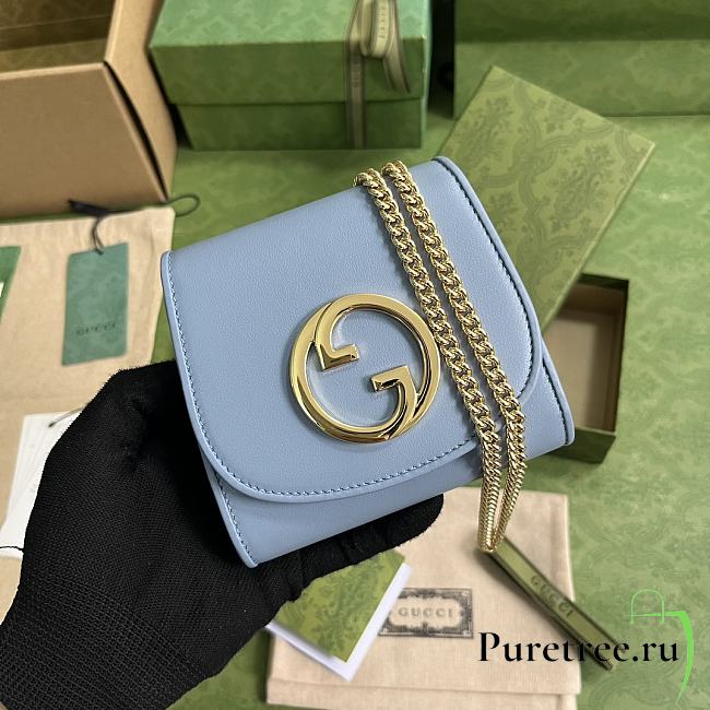 GUCCI | Blondie Medium Chain Wallet Blue - Leather Wallet for Women - 1