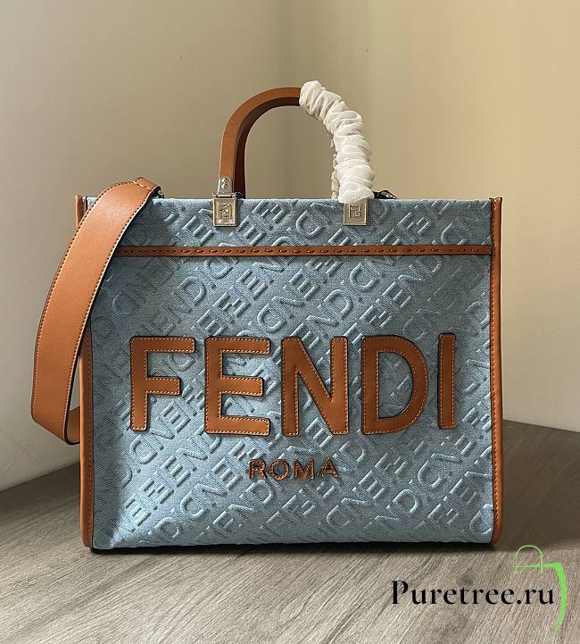 FENDI | Shunshine Medium Bag Blue Size 35x17x31 cm - 1