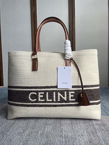 CELINE | Women Squared Cabas Celine in Plein Soleil Textile and Calfskin Brown Color